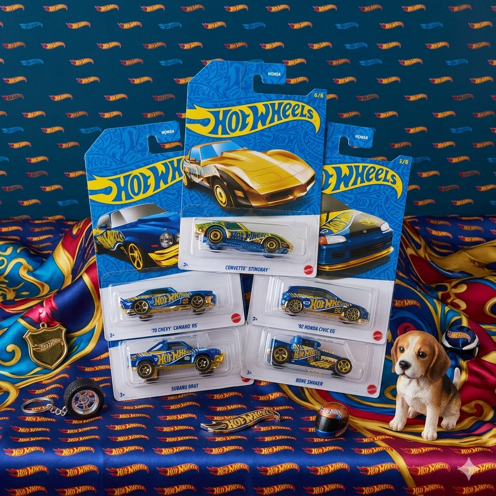 Hot Wheels | 54th Anniversary Blue & Gold Series - Set of 5 (with Chase)