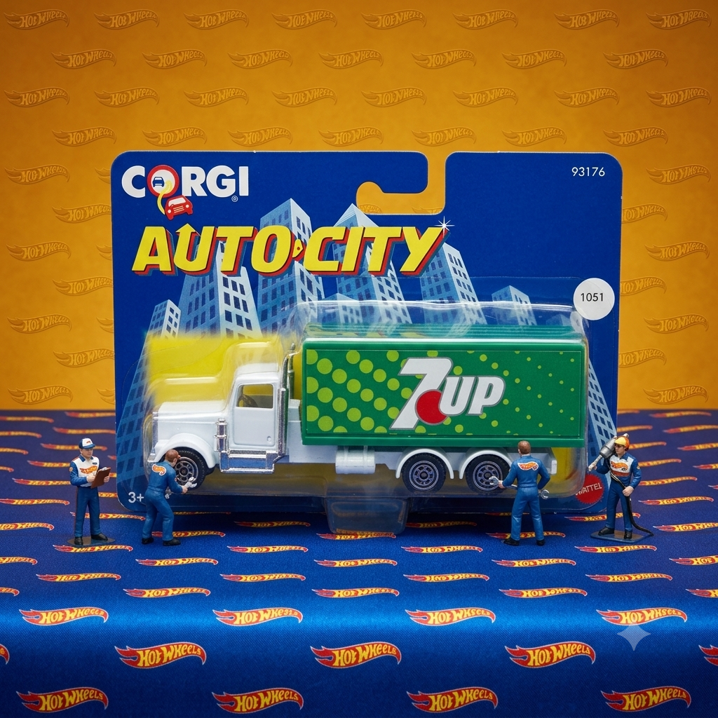 Mattel Corgi AutoCity Trucks. Corgi on Base - 7Up