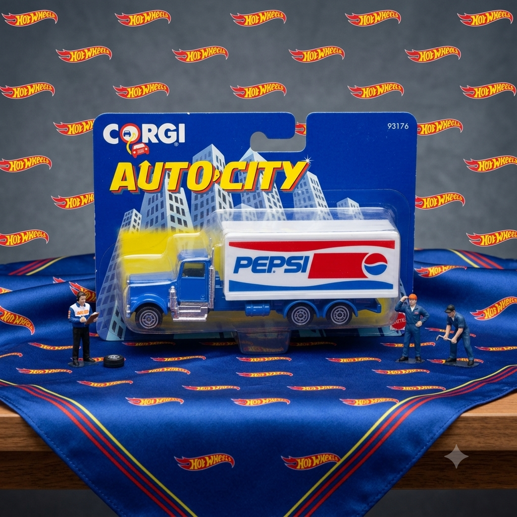 Mattel Corgi AutoCity Trucks. Corgi on Base - Pepsi