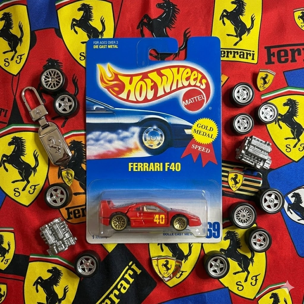 Hot Wheels | Mainline - Ferrari F40 (Gold Medal Wheel Variation)
