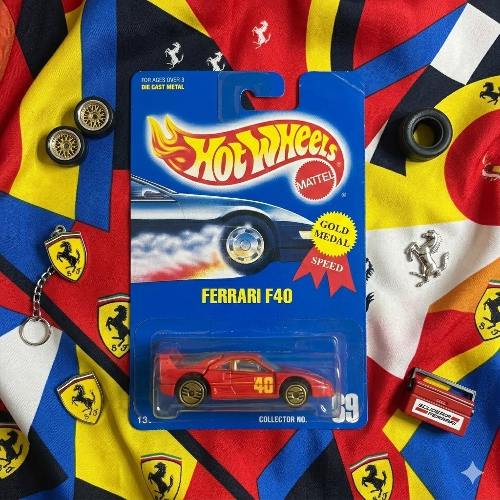 Hot Wheels | Mainline - Ferrari F40 (Gold Medal Wheel Variation)
